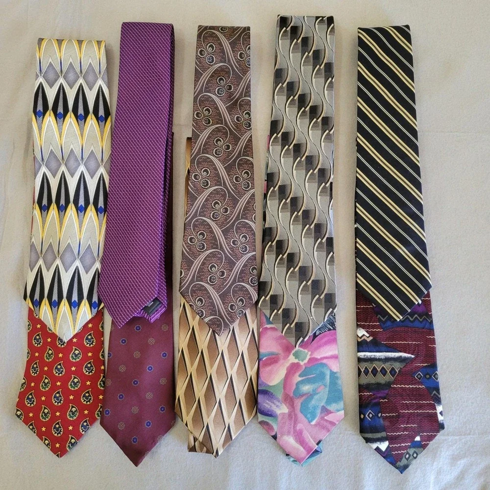 Mens‎ Necktie Lot of 10 Tommy Hilfiger Van Heusen Arrow Silk Geometric Paisley